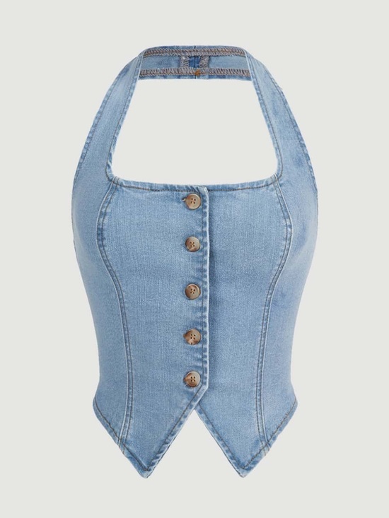 SHEIN Tops - SHEIN• Denim Halter Top